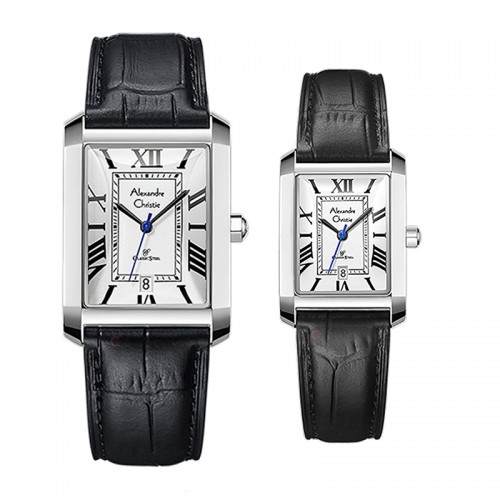 Alexandre Christie AC 8714 Silver White Leather Couple